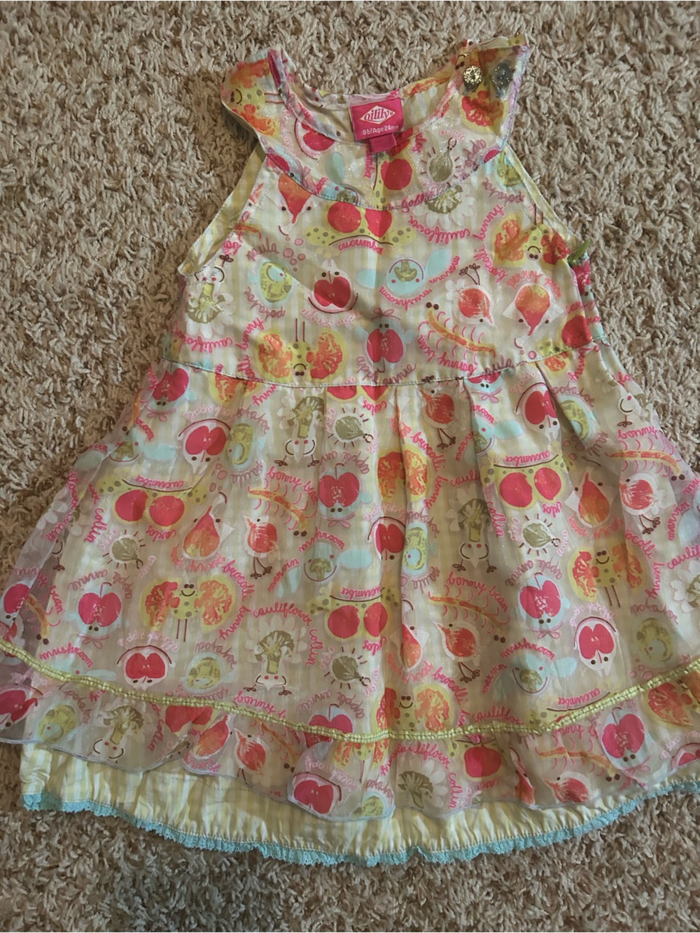 Vintage Oilily girl Dress 24 mo 2  Pink Green